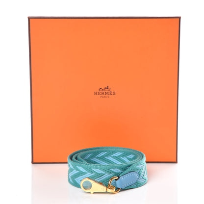 Hermes Toile Swift 25mm Sangle ZigZag Shoulder Strap Bleu Du Nord Vert Veronese 5 of 5