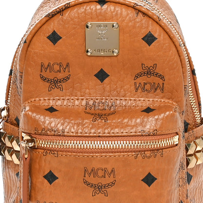 MCM Visetos Side Stud X-Mini Stark Bebe Boo Backpack Cognac 7 of 9