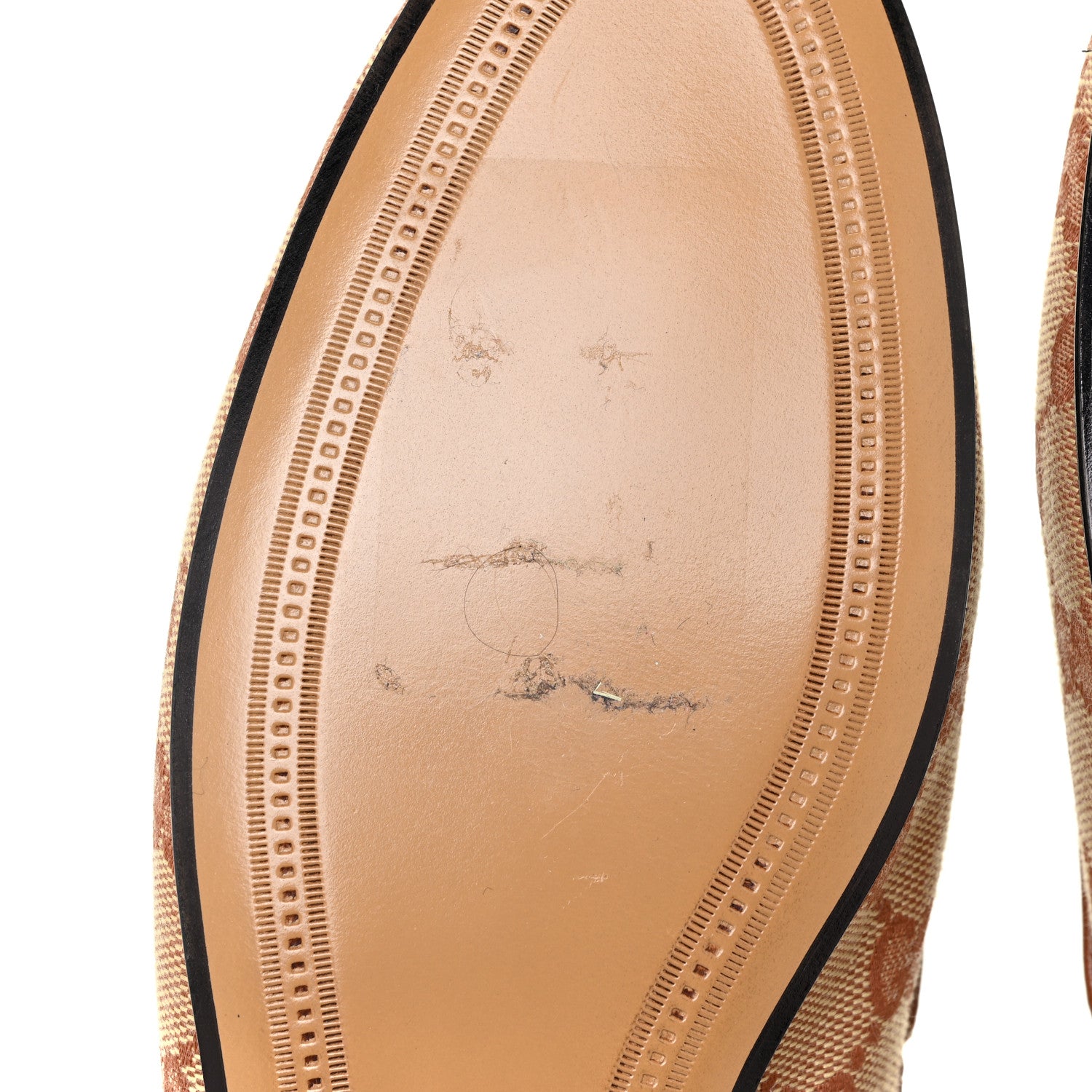 Gucci Canvas GG Monogram Horsebit Womens Jordaan Loafers 38 Beige Ruggine Rust 6 of 11