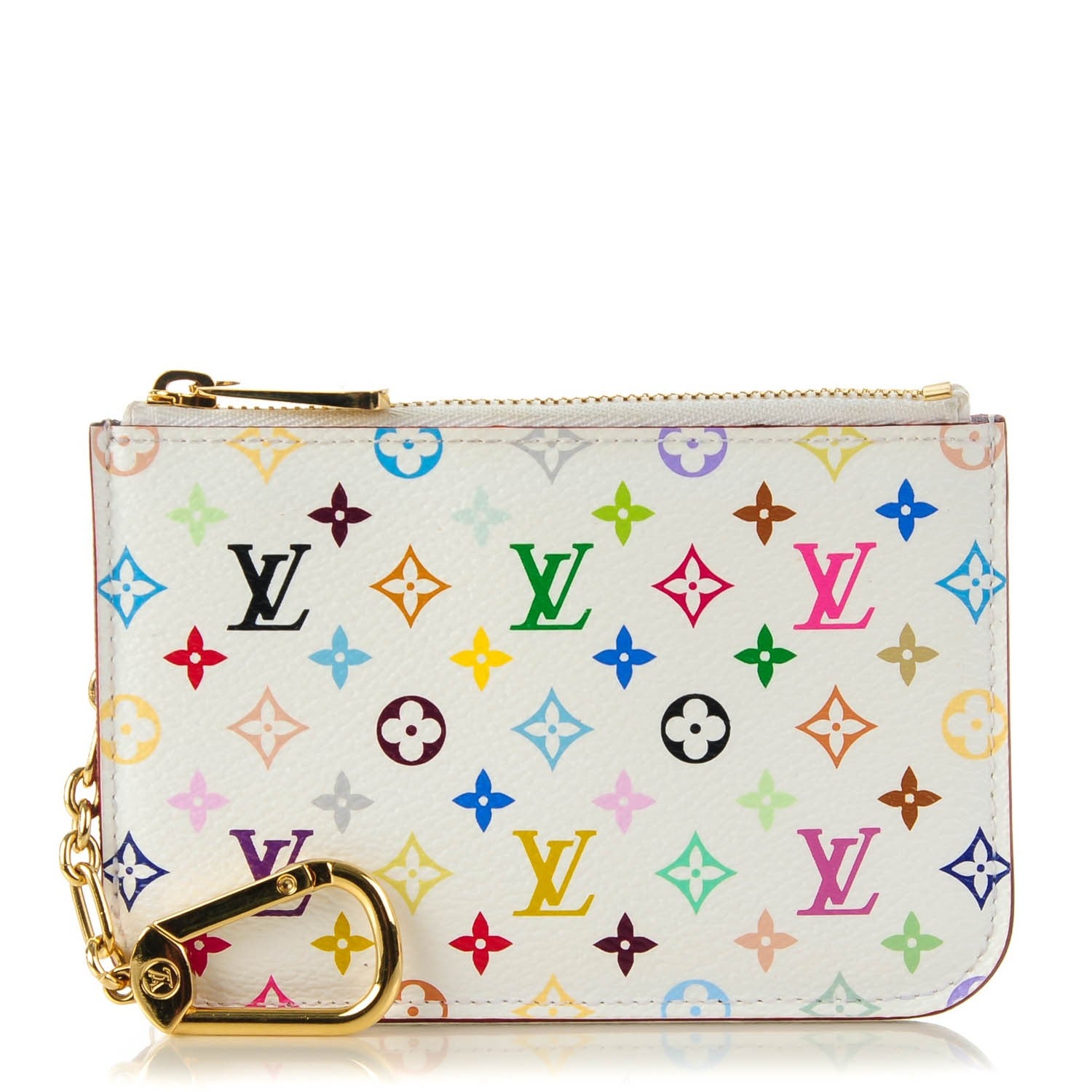 Louis Vuitton Monogram Multicolor Key Pouch White Litchi 1 of 7