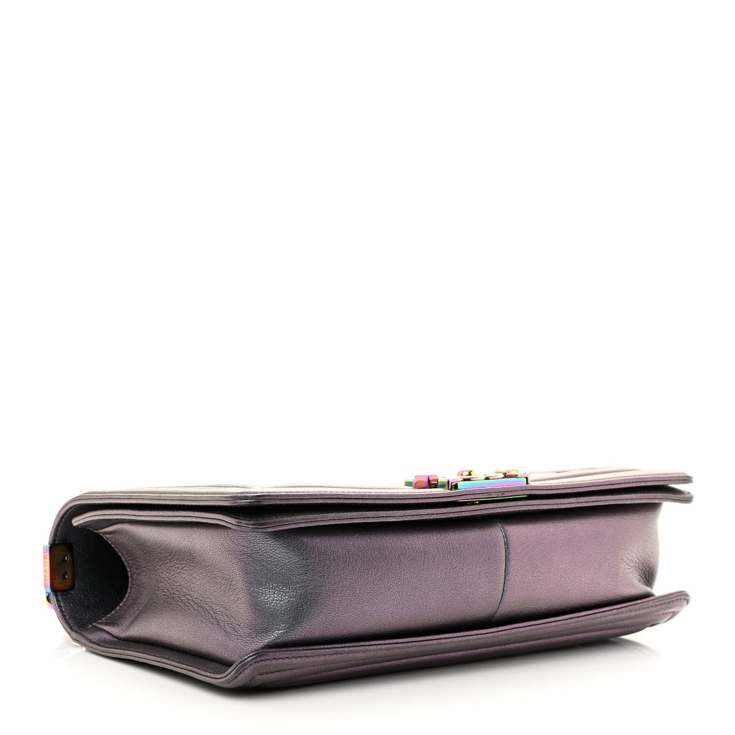 Iridescent Goatskin Quilted New Medium Boy Flap Purple