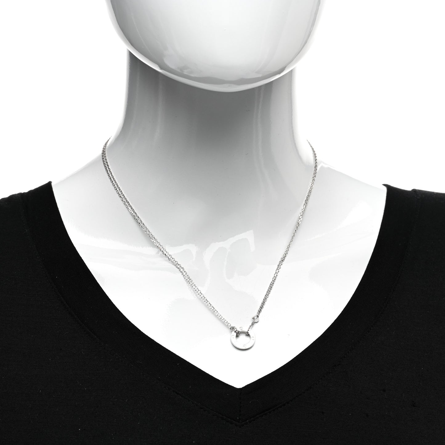 18K White Gold 2 Diamond LOVE Necklace