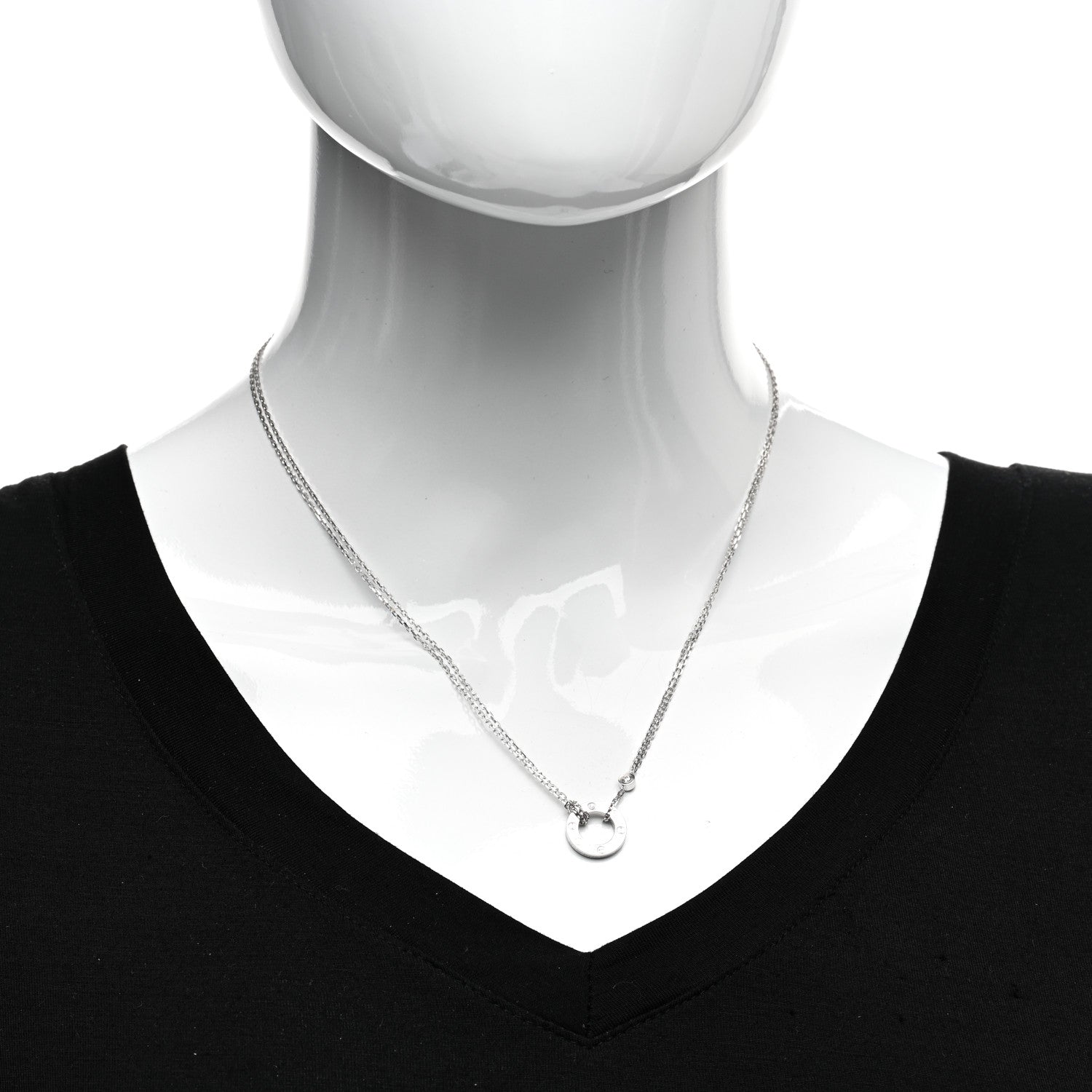 Cartier 18K White Gold 2 Diamond LOVE Necklace 2 of 5