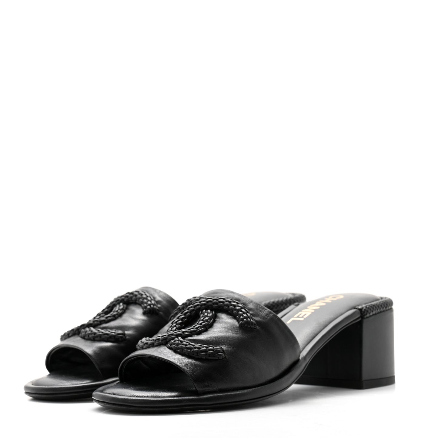 Lambskin CC Braided Mules 38 Black