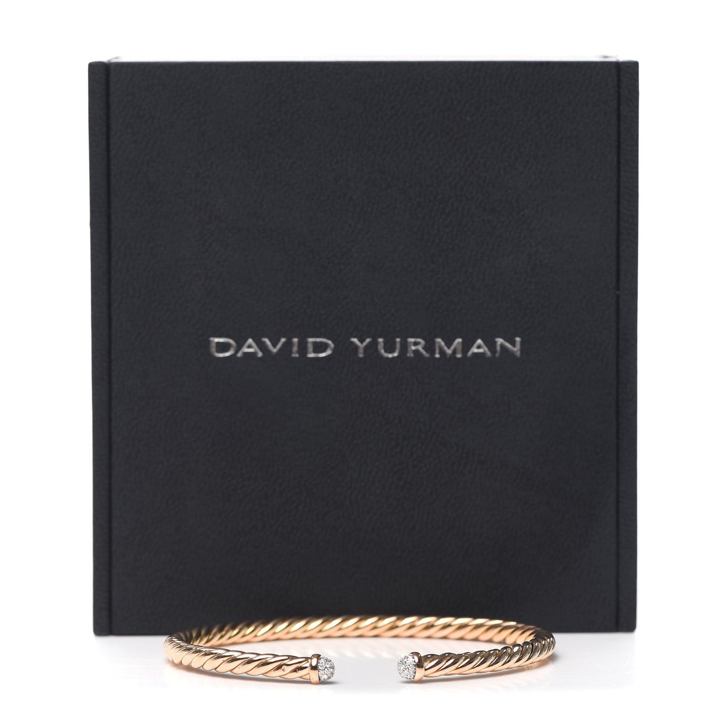 18K Rose Gold Diamond 4mm Cablespira Bracelet
