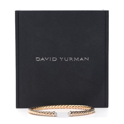 David Yurman 18K Rose Gold Diamond 4mm Cablespira Bracelet 6 of 6