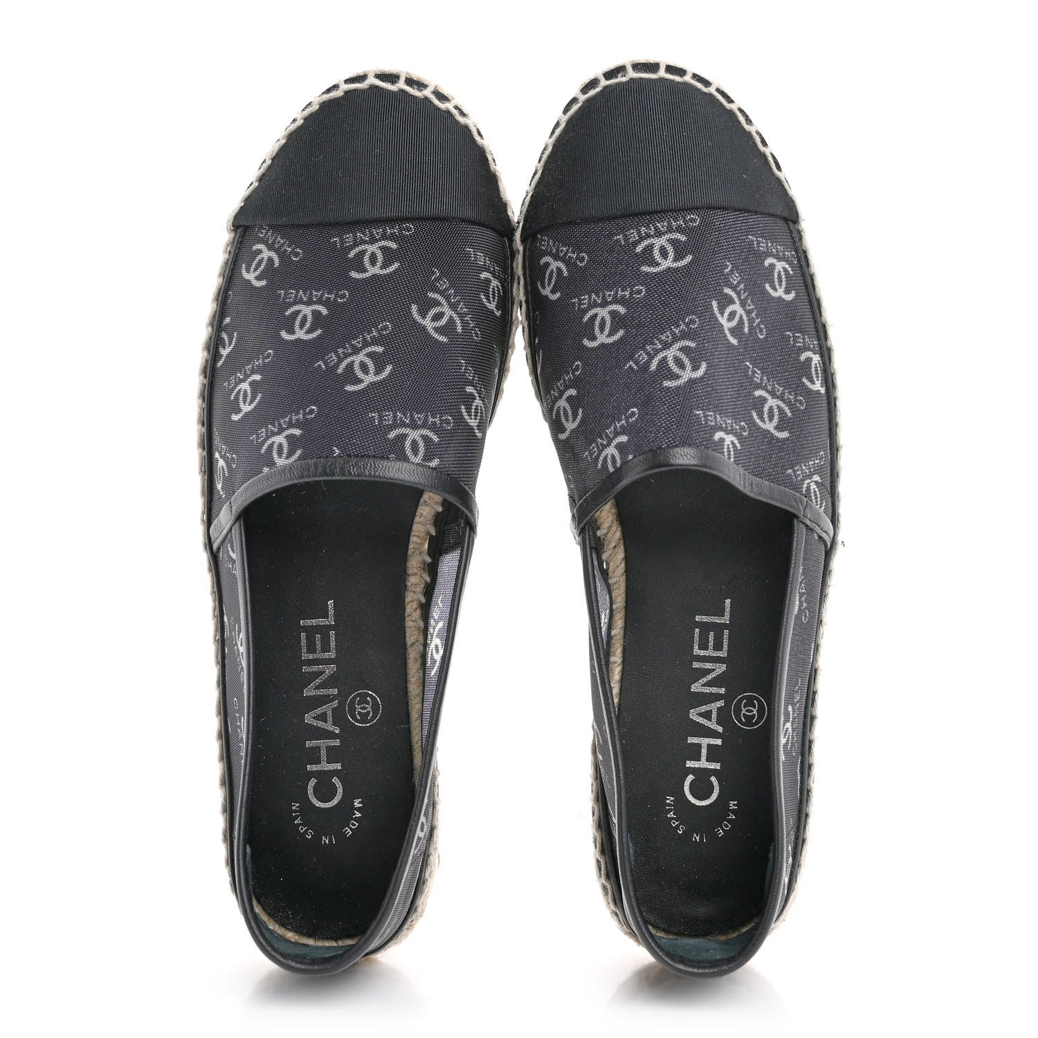 Chanel Mesh Grosgrain CC Espadrilles 36 Black White 2 of 9