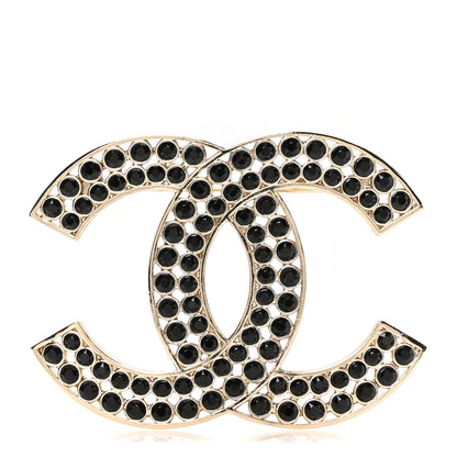 Chanel Metal Crystal CC Brooch Gold Black 1 of 4