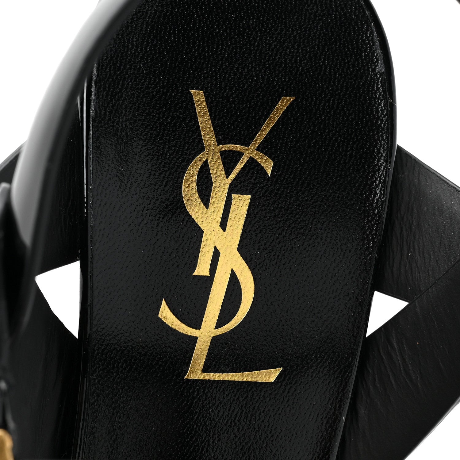 Saint Laurent Patent Tribute 75 Platform Sandals 38 Black 7 of 9