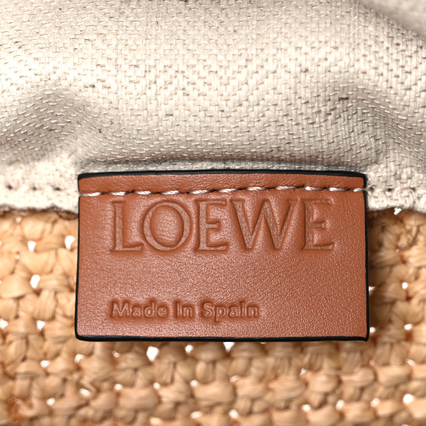 Calfskin Raffia Anagram Paulas Ibiza Pochette Bag Natural Tan