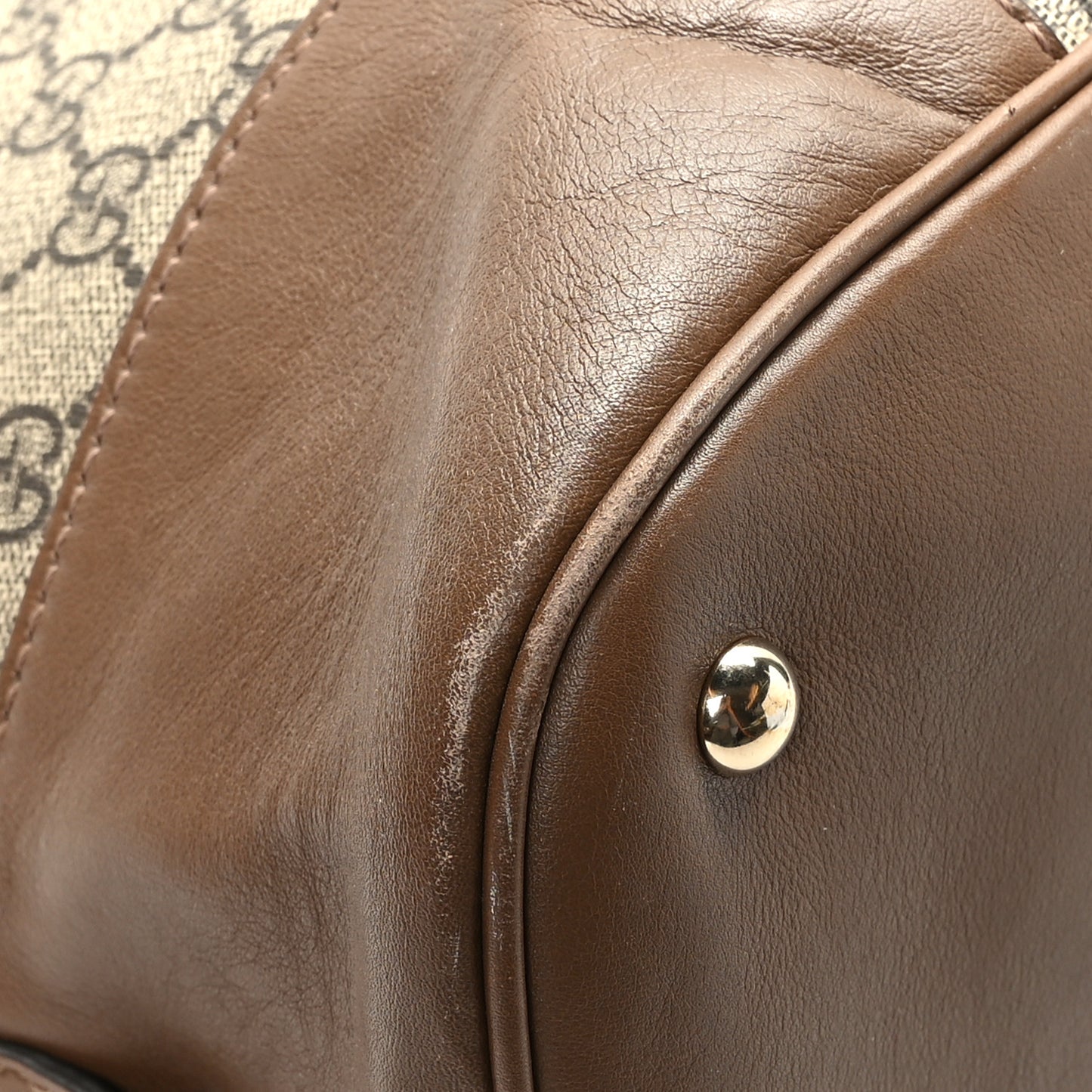 GG Supreme Monogram Margaux Calfskin Large Nice Top Handle Dome Bag Beige Ebony Acero