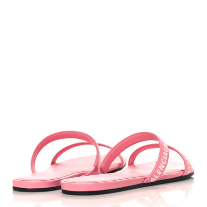 Balenciaga Calfskin Round Logo Flat Sandal 38.5 Sweet Pink White 4 of 7