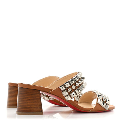 Christian Louboutin Calfskin Studded Tina Goes Mad 55 Slide Sandals 37 Cuoio 4 of 12
