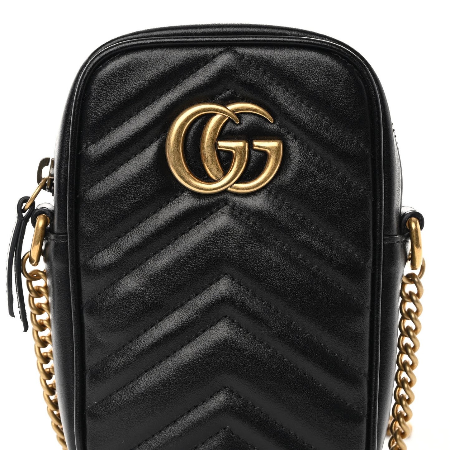 Calfskin Matelasse Mini GG Marmont Crossbody Bag Black