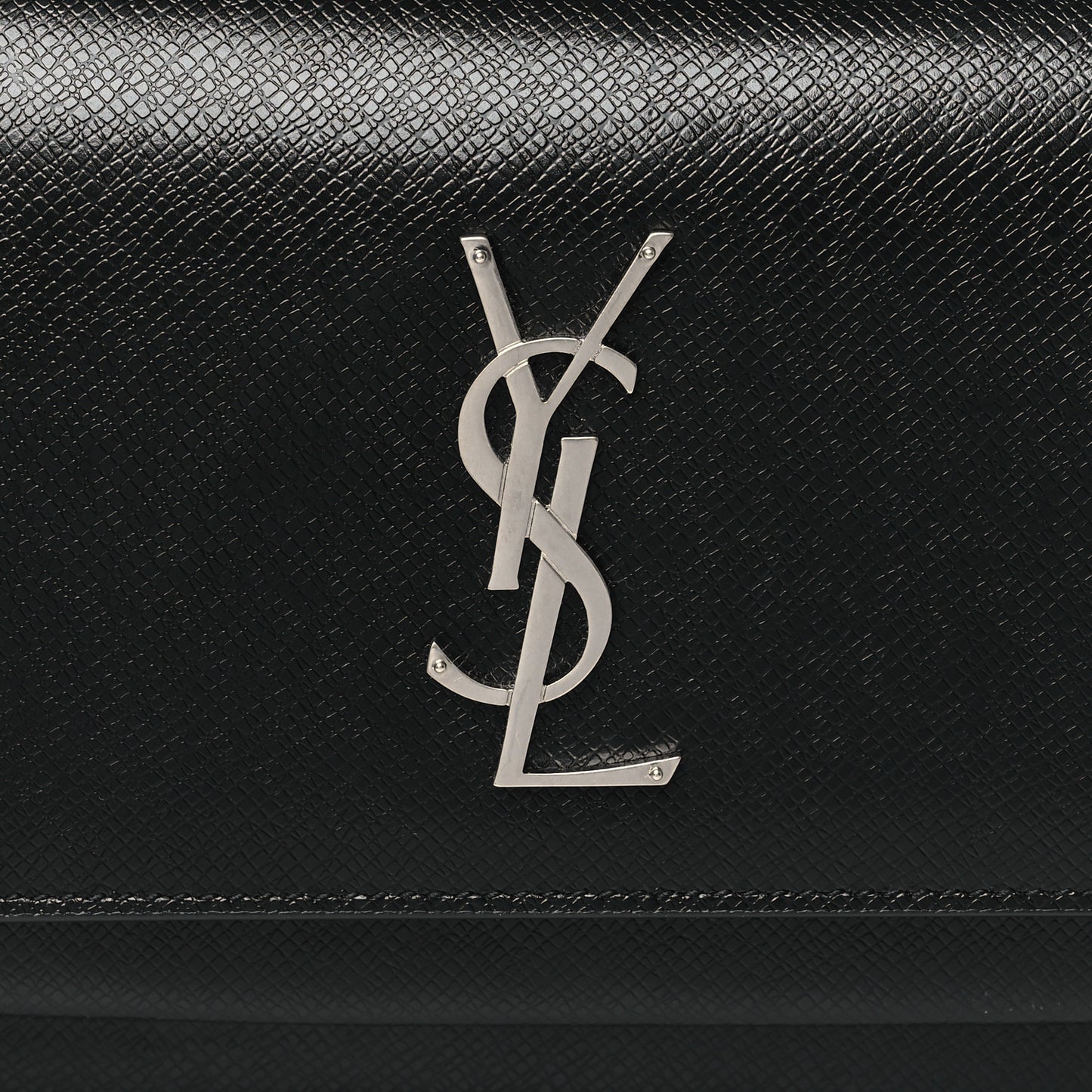 Coated Bark Calfskin Sunset Chain Wallet Black