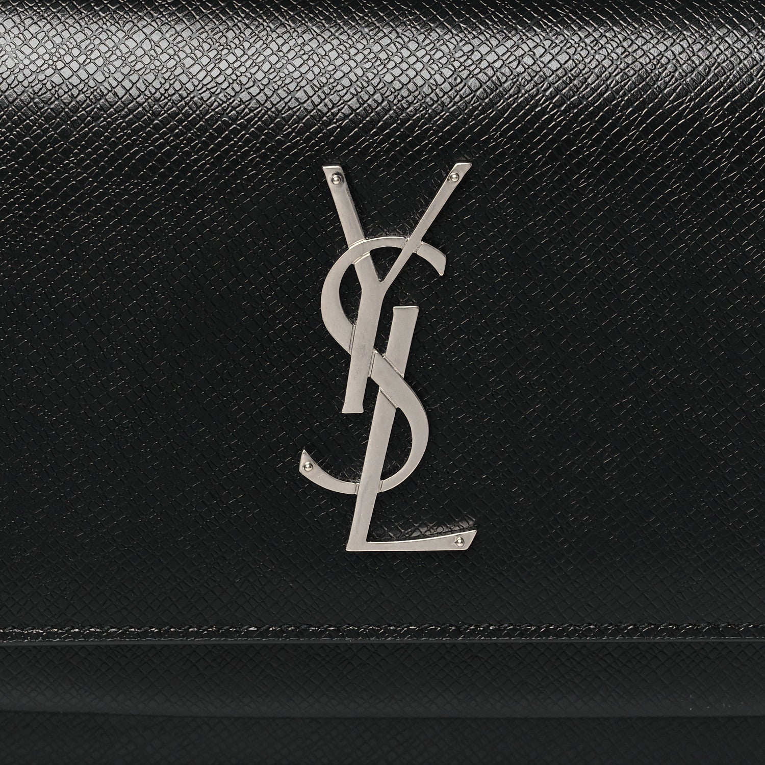 Saint Laurent Coated Bark Calfskin Sunset Chain Wallet Black 7 of 9