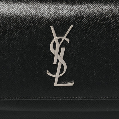 Saint Laurent Coated Bark Calfskin Sunset Chain Wallet Black 7 of 9