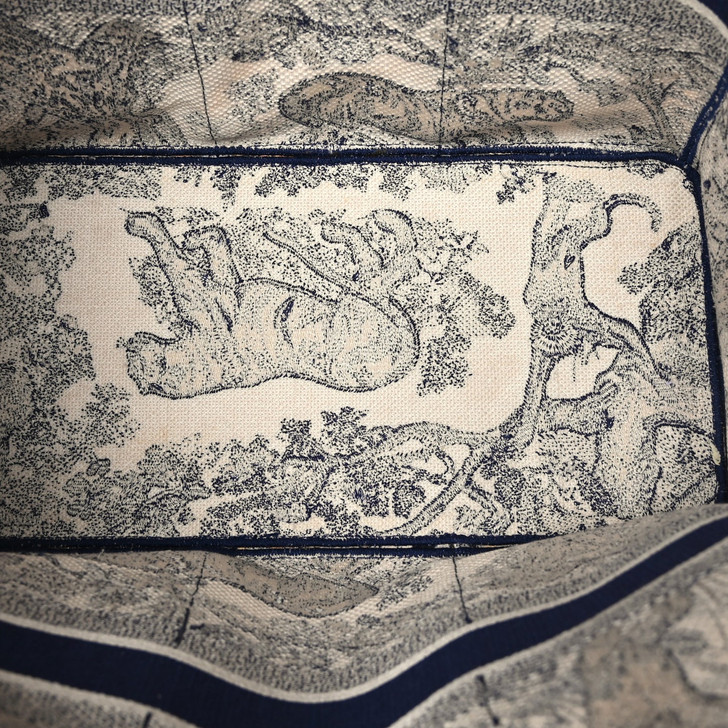 Canvas Embroidered Toile De Jouy Catherine Tote Blue