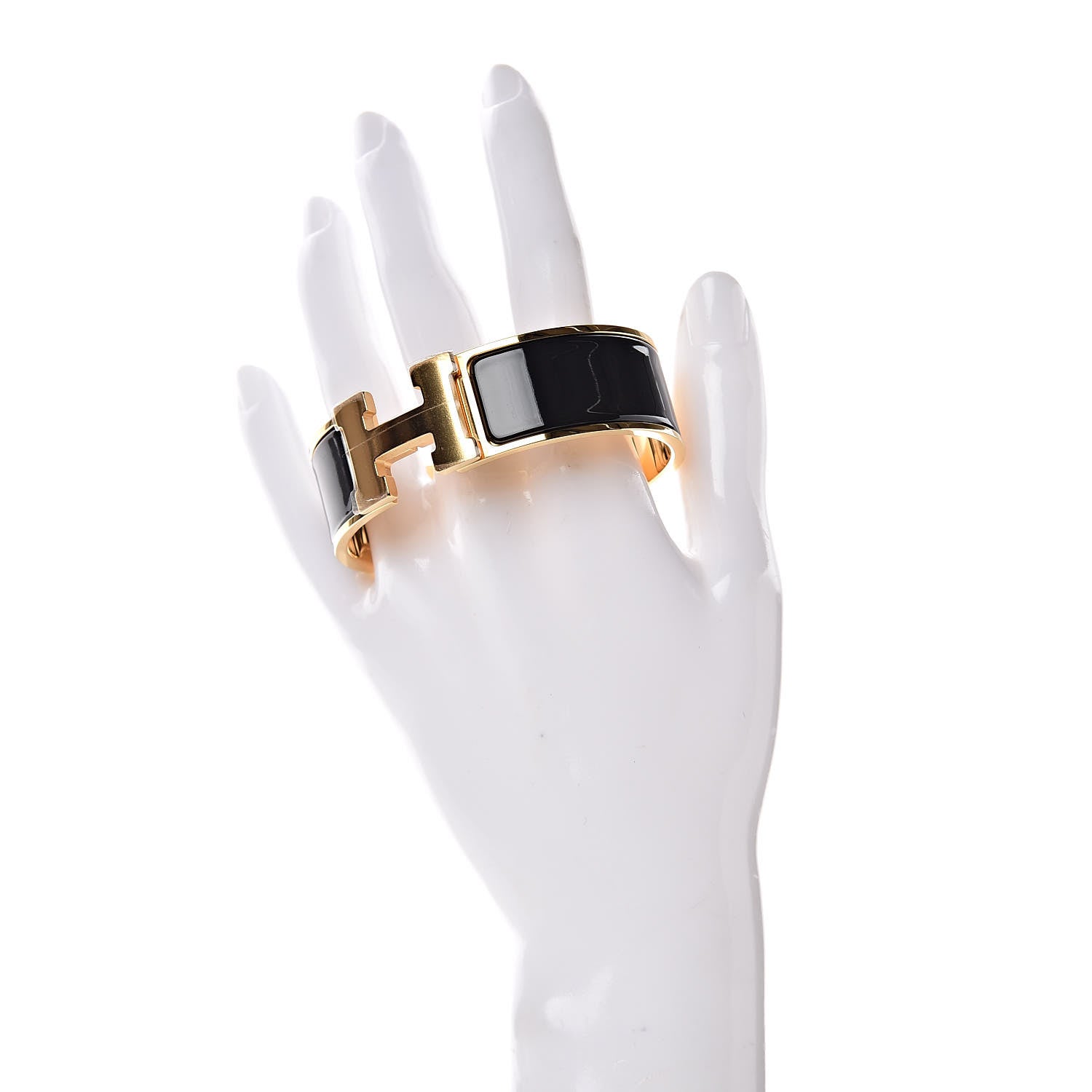 Hermes Enamel Wide Clic Clac H Bracelet GM Black 2 of 7
