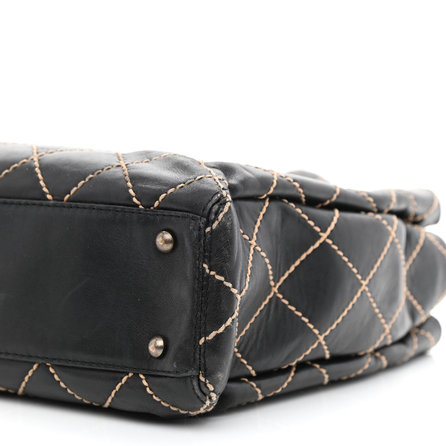 Calfskin Wild Stitch Large Tote Black