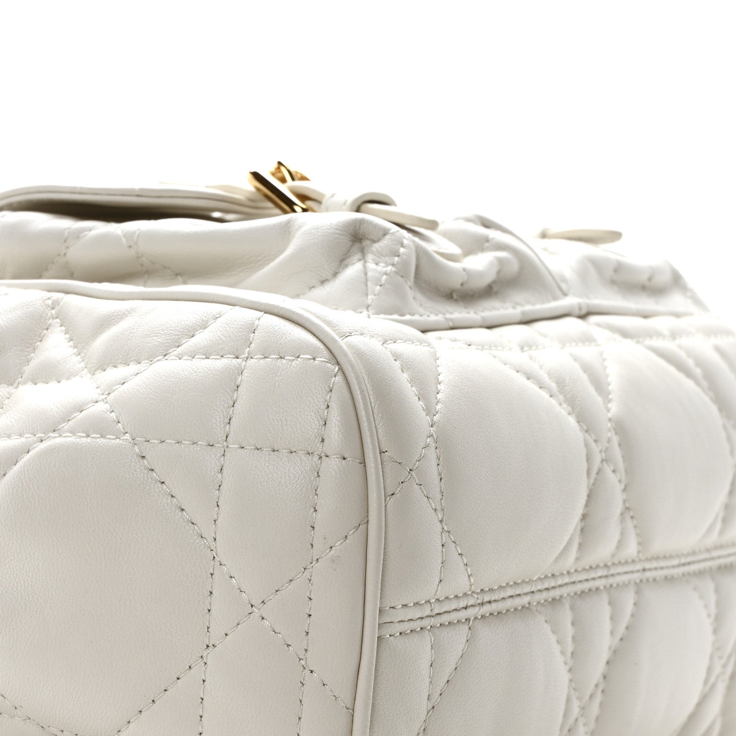 Christian Dior Lambskin Macrocannage Medium Caro Backpack White 9 of 10