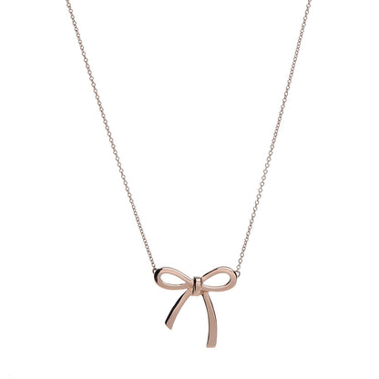 Tiffany 18K Rose Gold Mini Bow Pendant Necklace 1 of 8