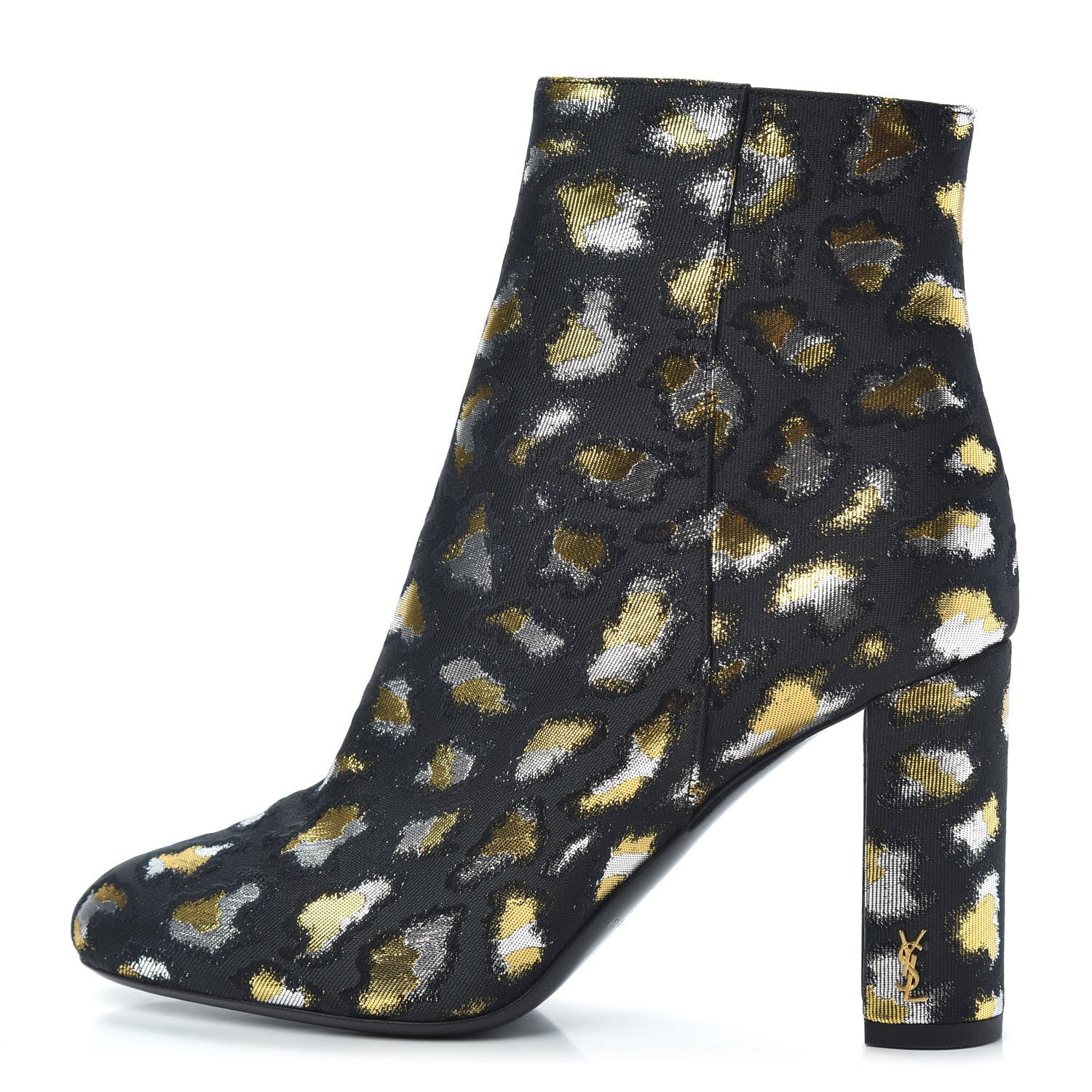 Saint Laurent Jacquard Leopard Loulou Ankle Boots 35.5 Oro 1 of 8