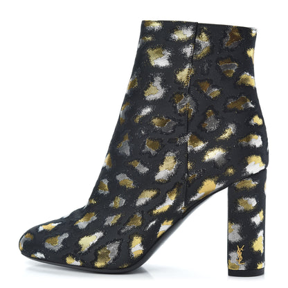 Saint Laurent Jacquard Leopard Loulou Ankle Boots 35.5 Oro 1 of 8