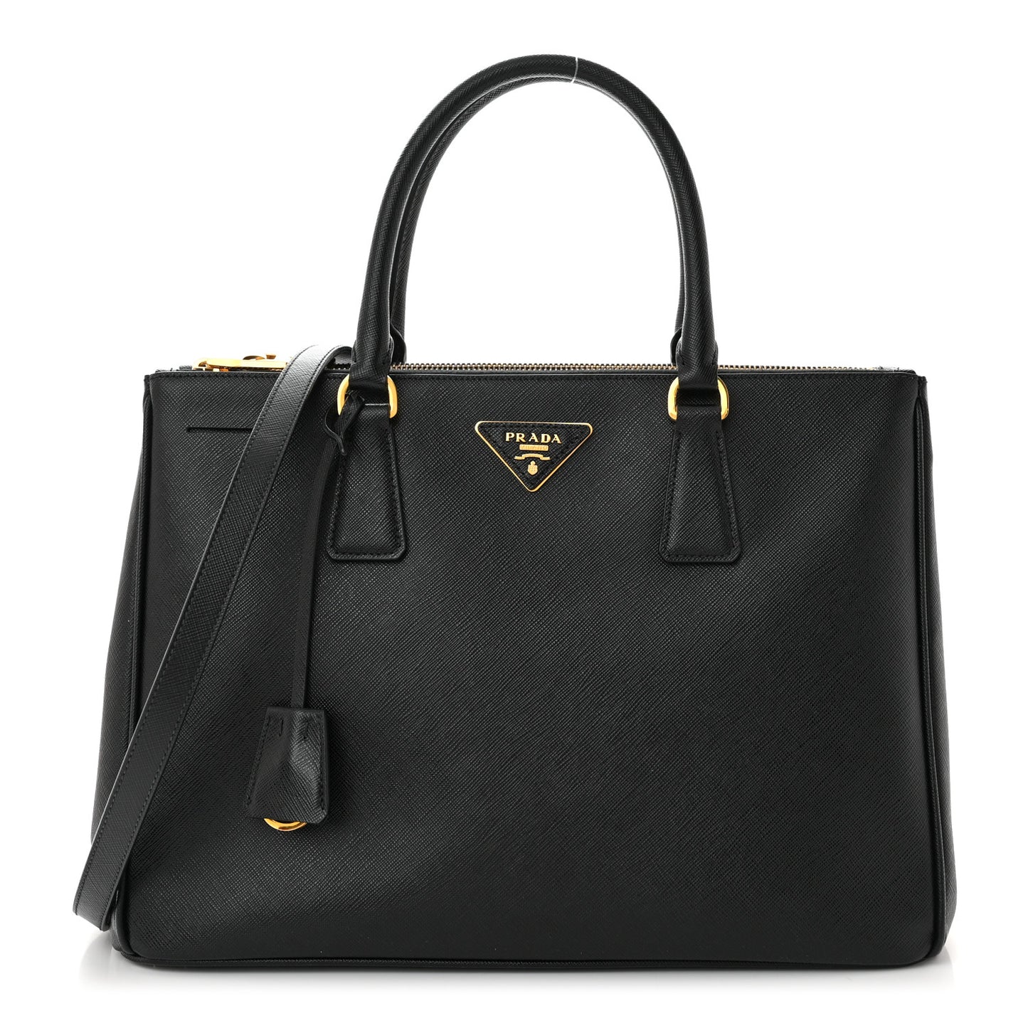 Saffiano Medium Galleria Double Zip Tote Black