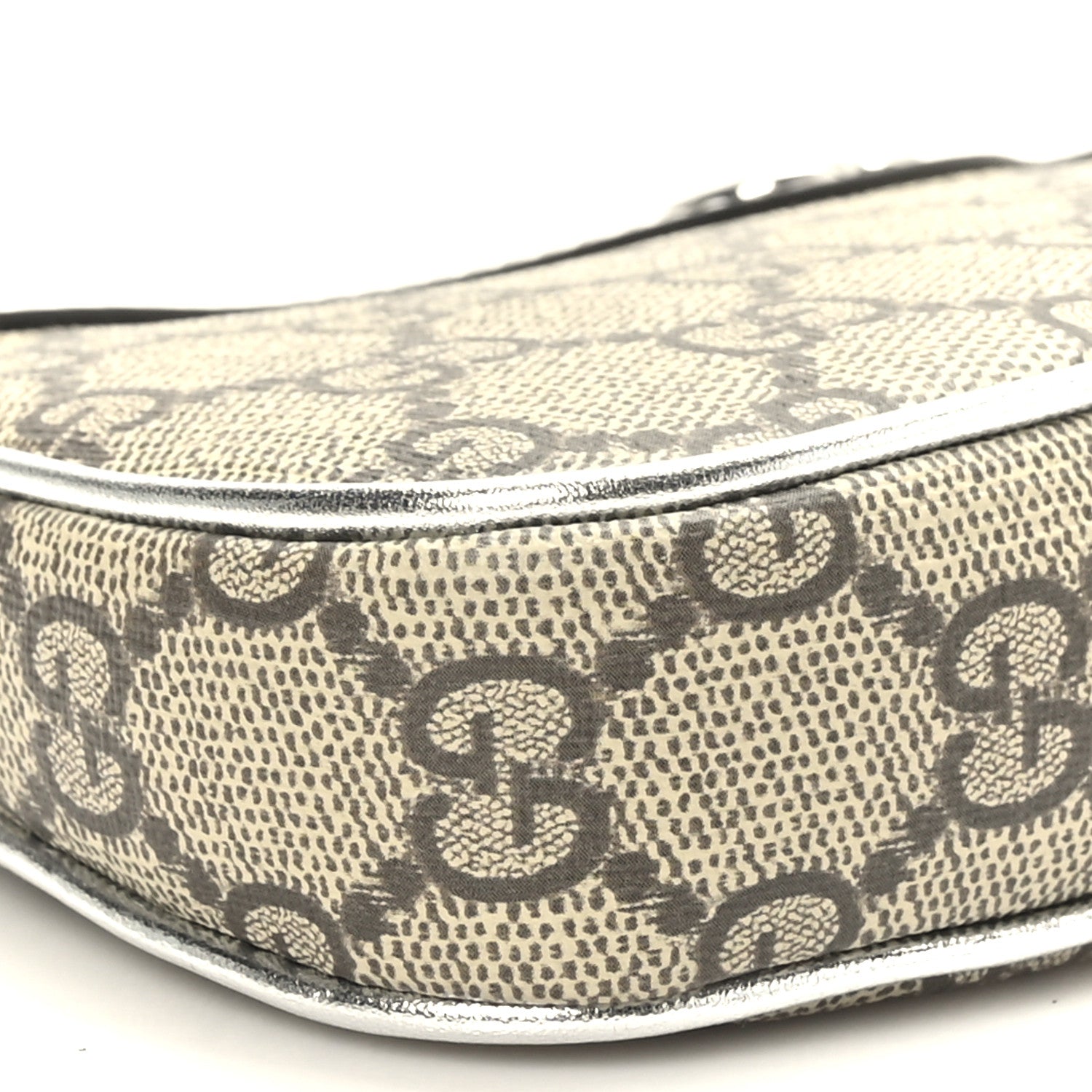Gucci GG Supreme Monogram Lame Textured Dollar Calfskin Mini Ophidia Chain Bag Beige Ebony Silver 7 of 10