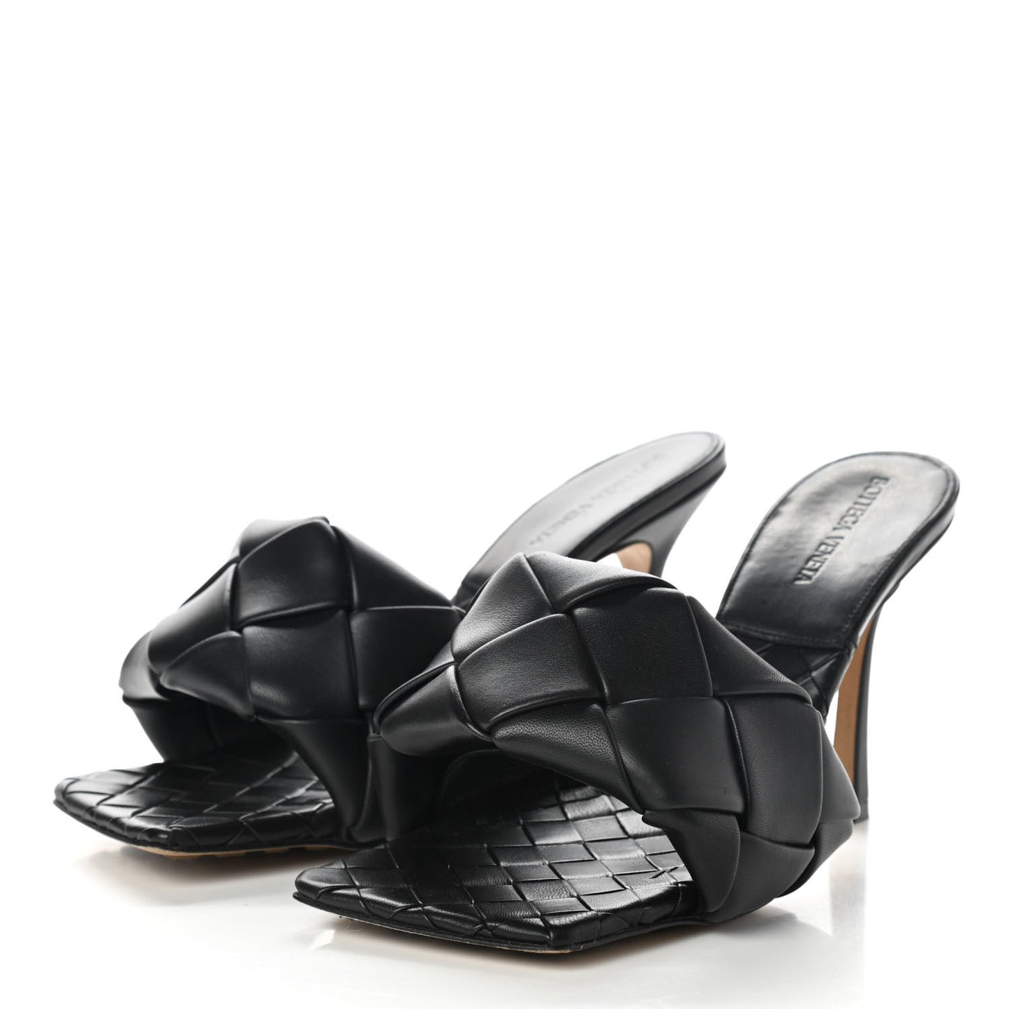 Nappa Maxi Intrecciato Lido Mule Sandals 40 Black