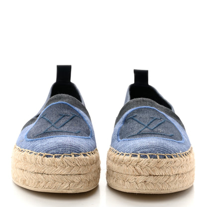 Louis Vuitton Canvas Postcard Espadrille Flats 38 Blue 2 of 7
