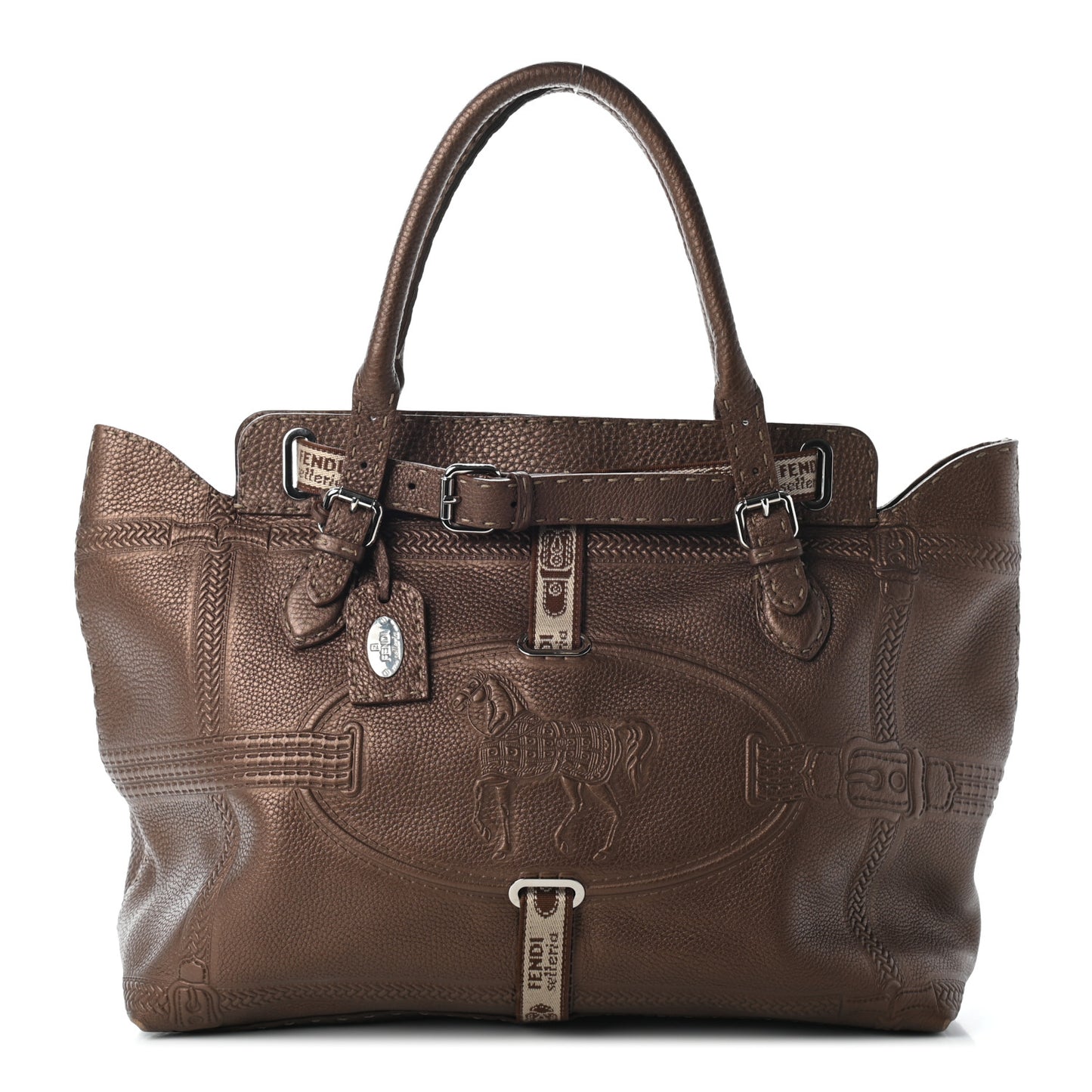 Calfskin Romano Selleria Large Villa Borghese Tote Bronze