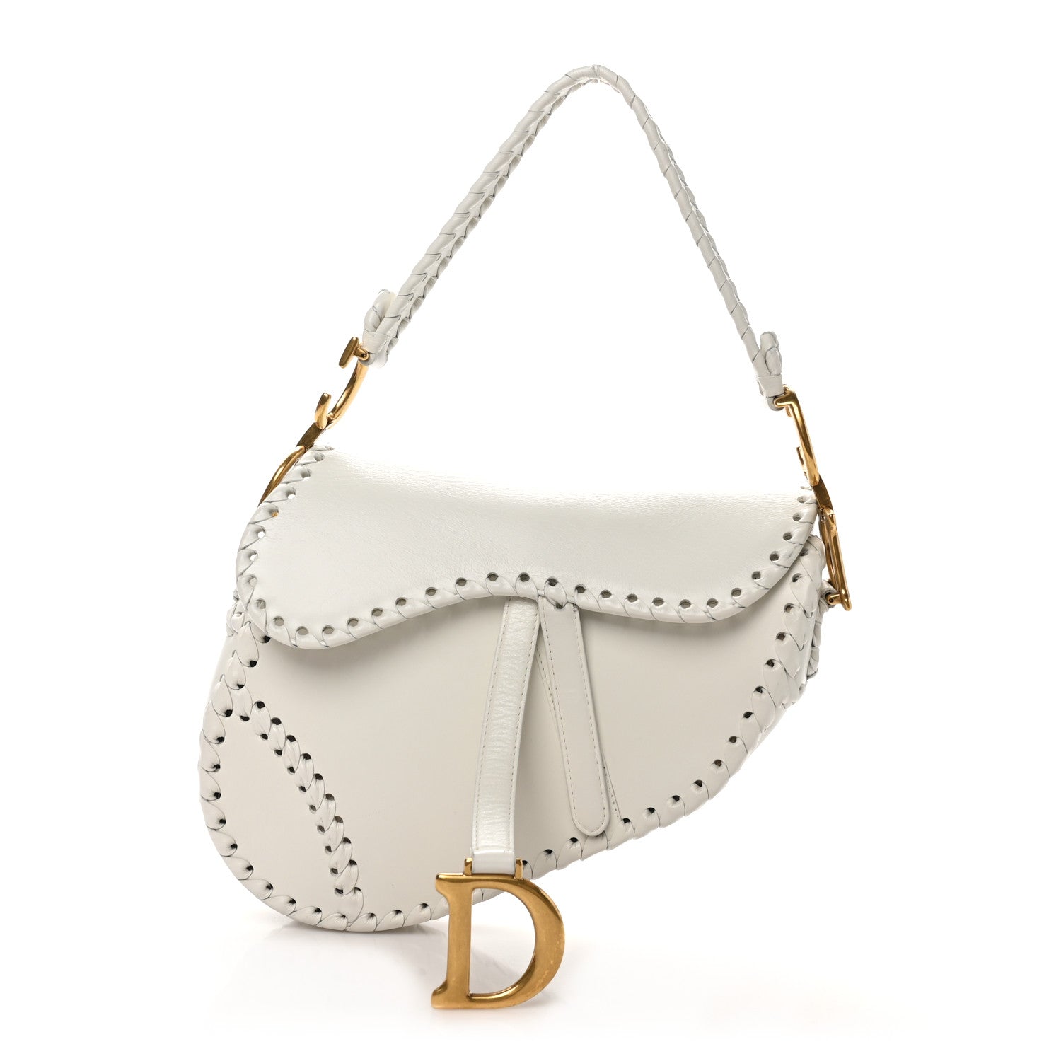 Christian Dior Calfskin Braided Saddle Bag White 1 of 11