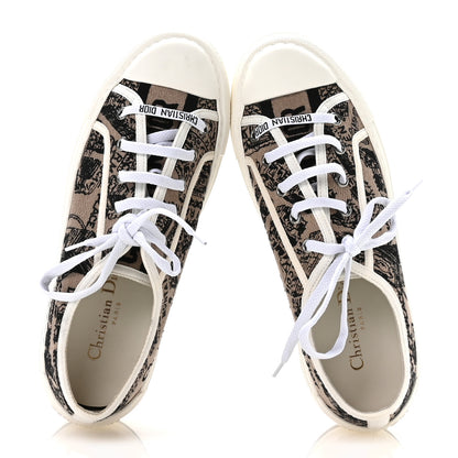 Christian Dior Canvas Embroidered Plan De Paris Womens Walk'N'Dior Low Top Sneakers 38 Beige Black 2 of 8