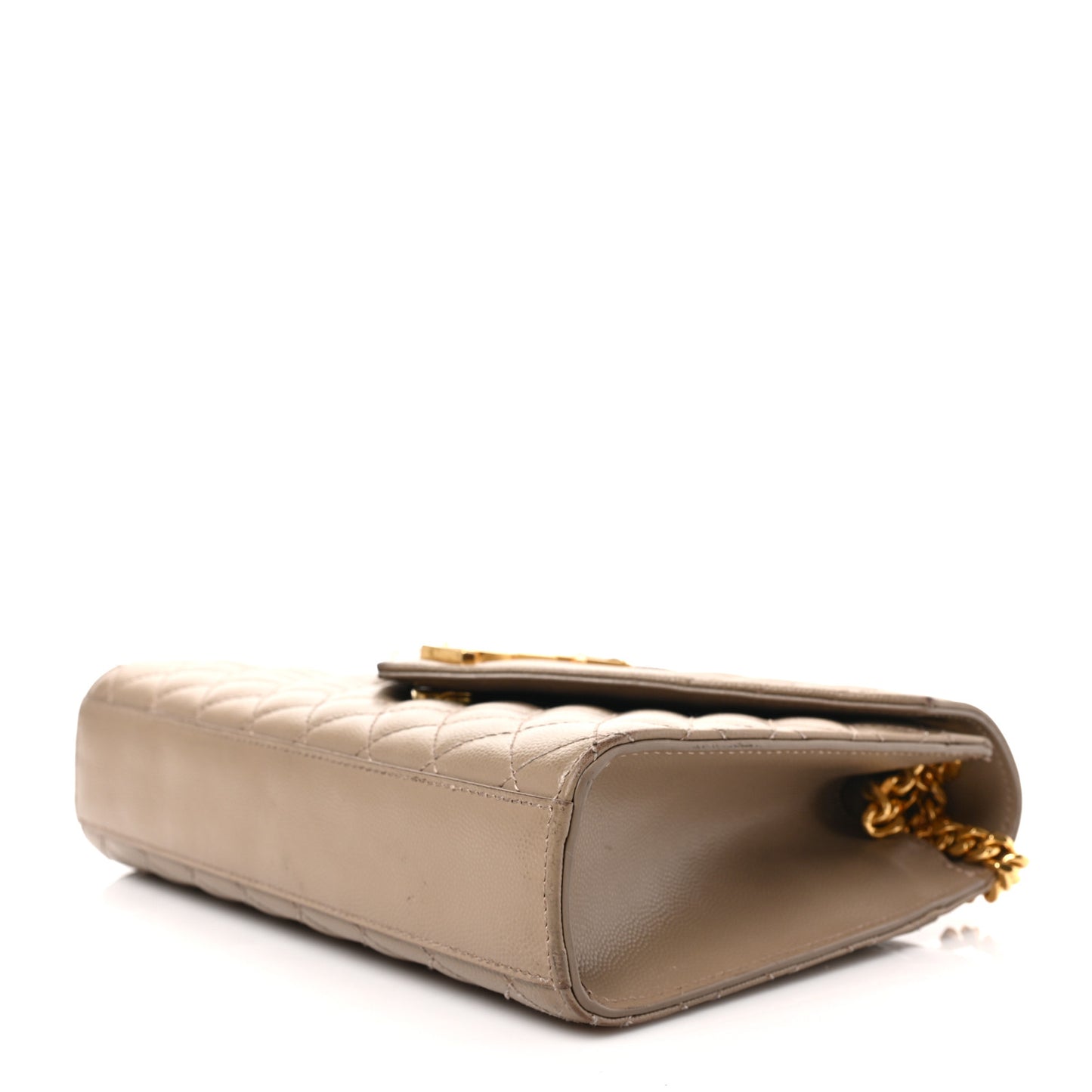 Grain De Poudre Textured Mixed Matelasse Medium Triquilt Monogram Satchel Dark Latte