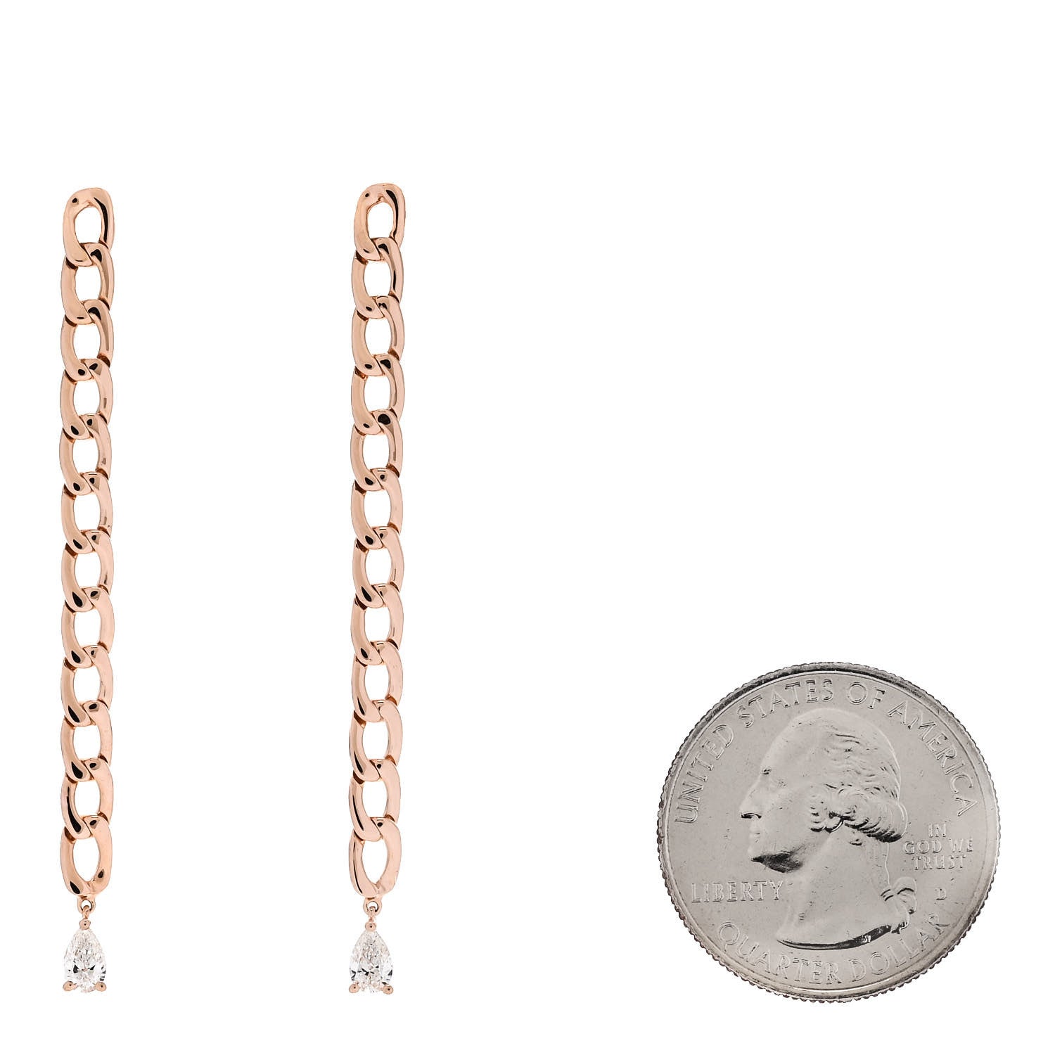 Anita Ko 18K Rose Gold Diamond Pear Chain Link Earrings 2 of 4