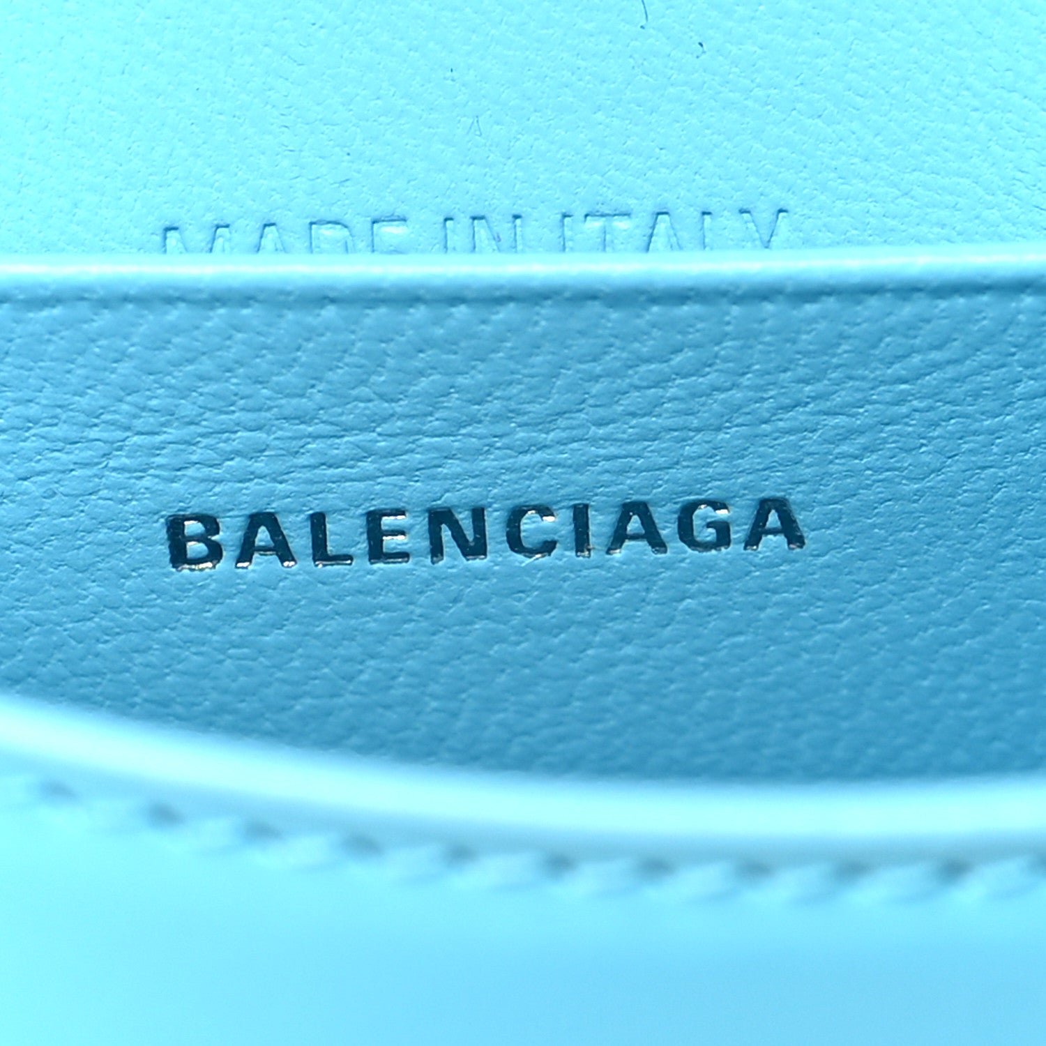 Balenciaga Shiny Box Calfskin Tonal B Hourglass Top Handle Bag Mini Azur 6 of 10