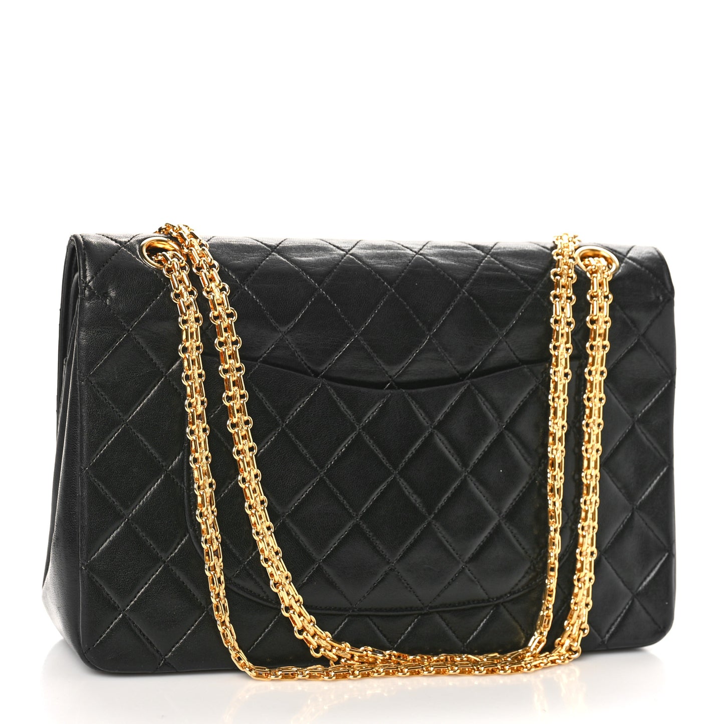Lambskin Quilted Medium Double Flap Bijoux Chain Black