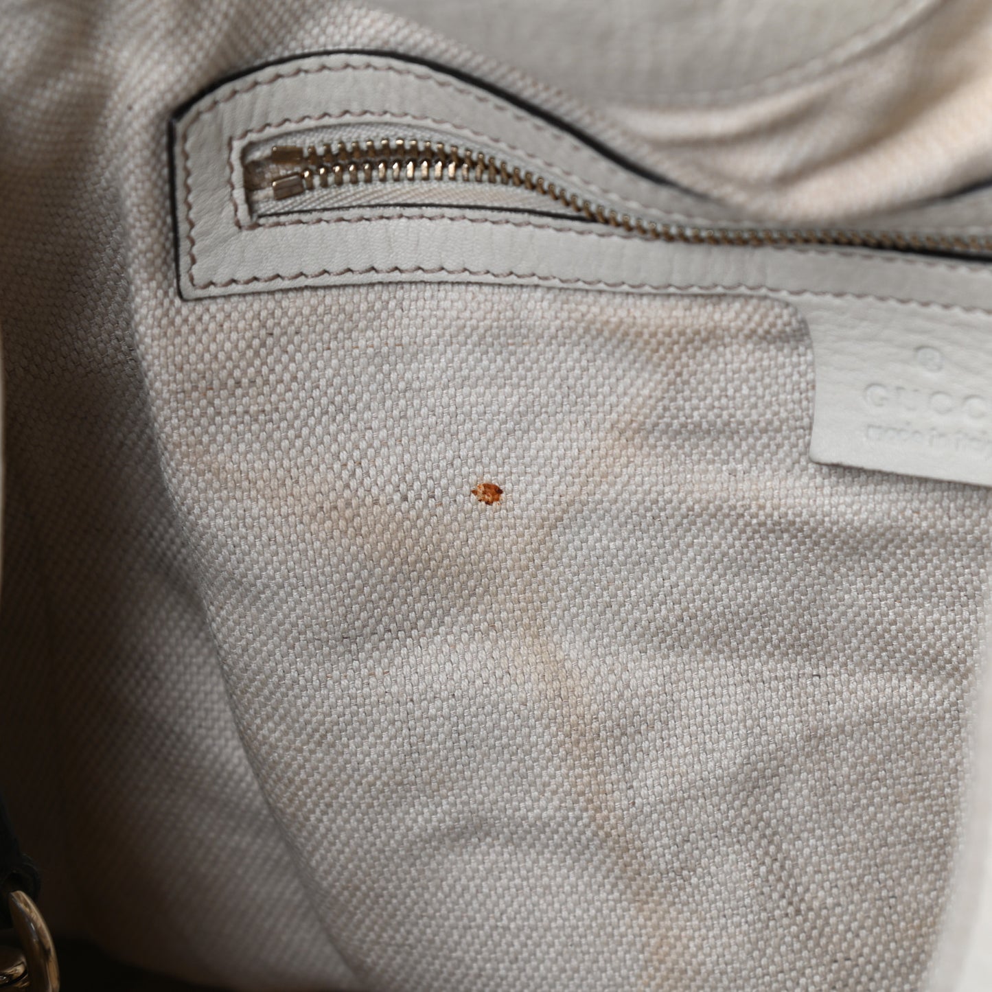 Pebbled Calfskin Medium Soho Shoulder Bag Off White