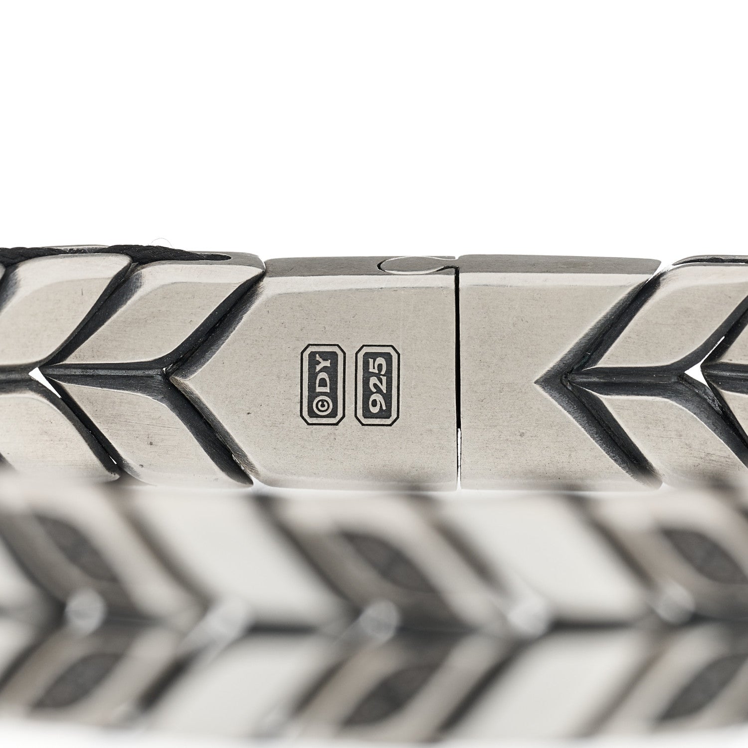 David Yurman Sterling Silver Black Diamond Chevron Bracelet 7 of 8