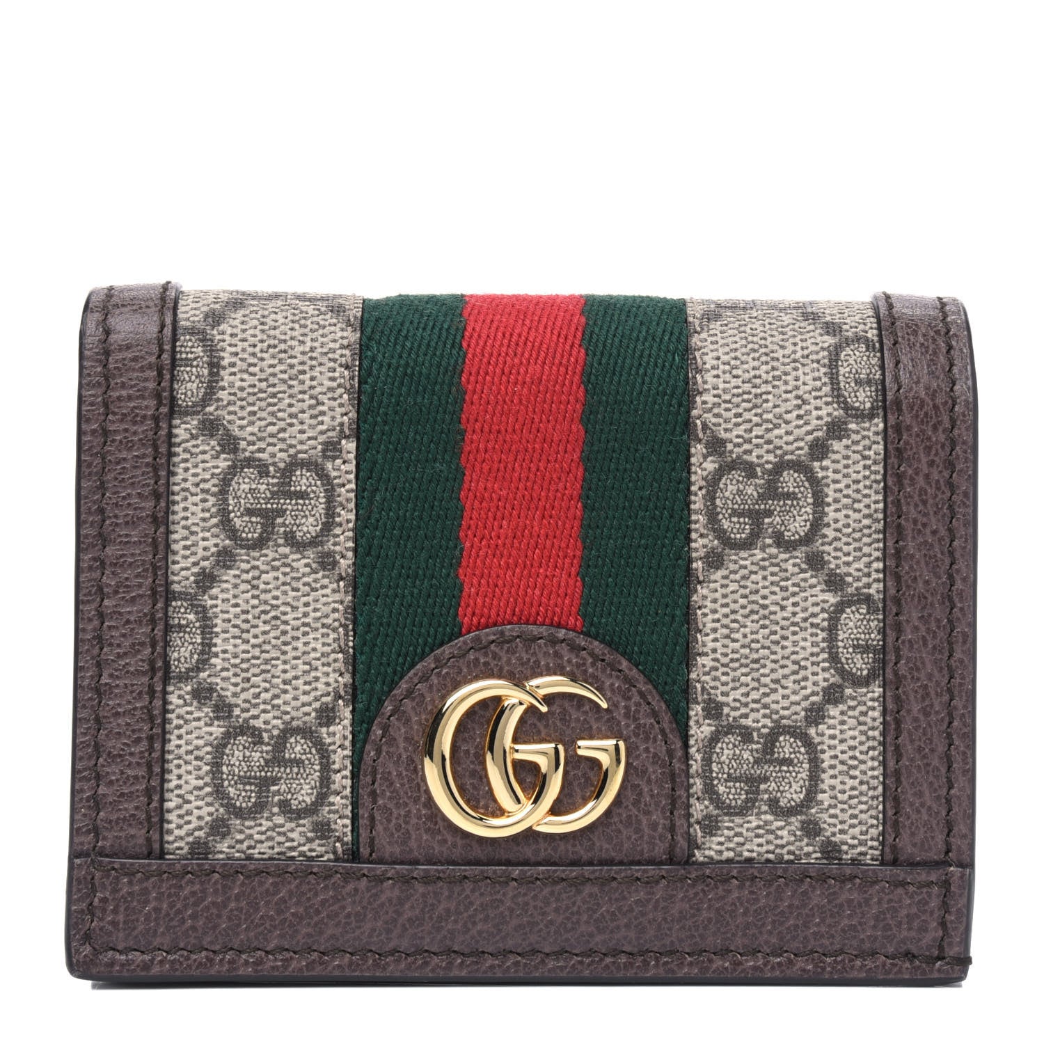Gucci GG Supreme Monogram Web Ophidia Card Case Beige New Acero 1 of 4