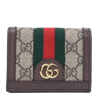Gucci GG Supreme Monogram Web Ophidia Card Case Beige New Acero 1 of 4