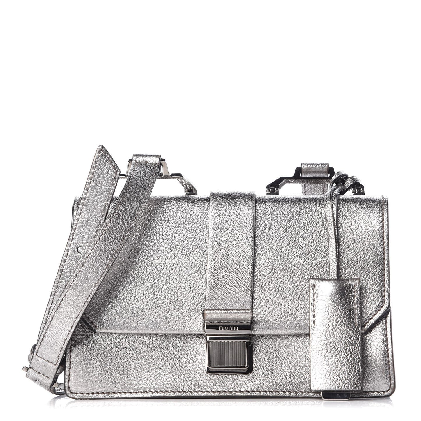 Metallic Goatskin Bandoliera Madras Shoulder Bag Chrome