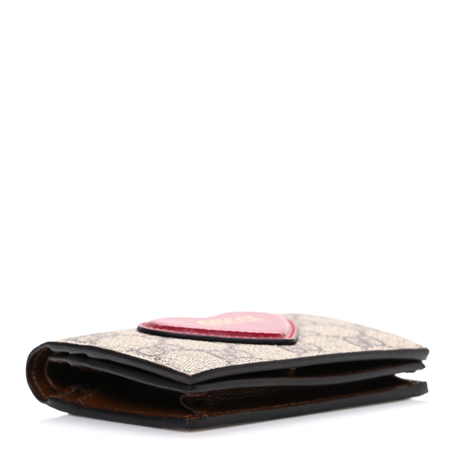 Gucci GG Supreme Monogram Script Logo Heart Card Case New Cherry Red Beige New Acero 4 of 8