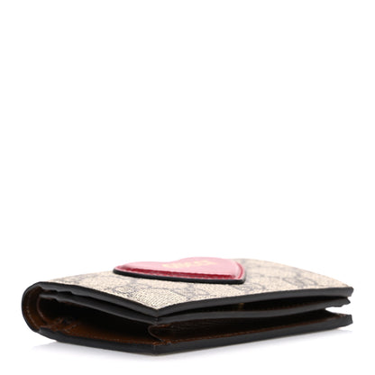 Gucci GG Supreme Monogram Script Logo Heart Card Case New Cherry Red Beige New Acero 4 of 8