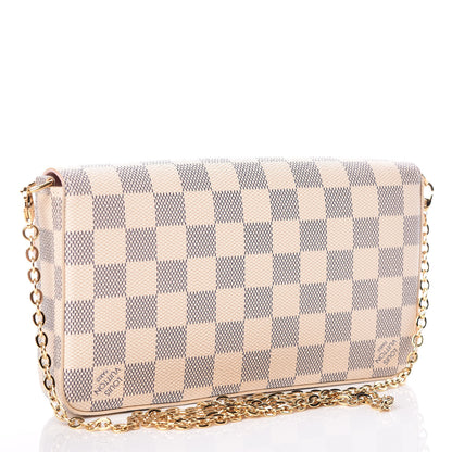 Louis Vuitton Damier Azur Pochette Felicie Chain Wallet Rose Ballerine 4 of 14