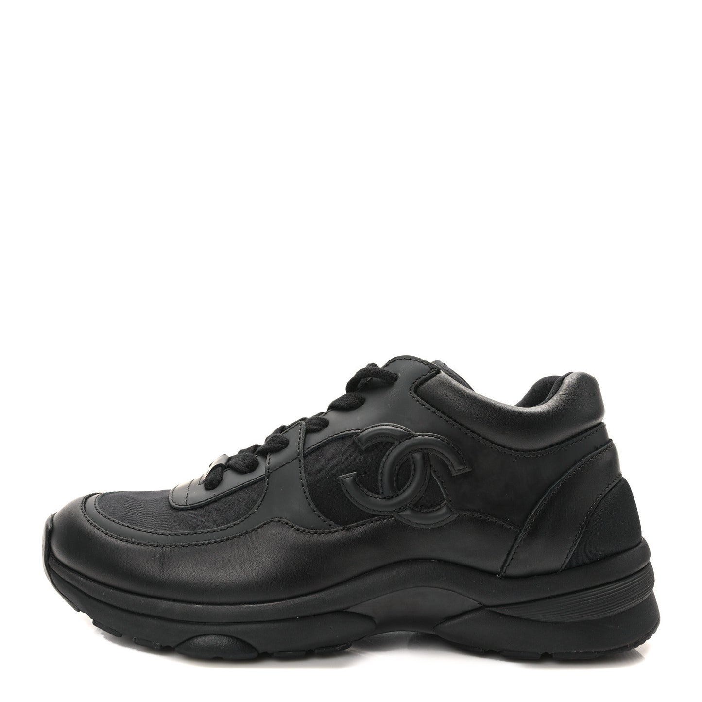Lambskin Fabric CC Uniform Sneakers 37.5 Black