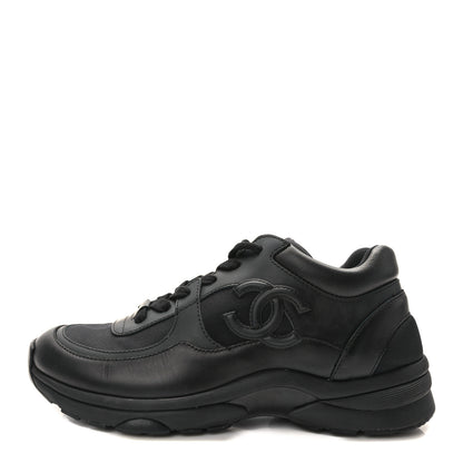 Chanel Lambskin Fabric CC Uniform Sneakers 37.5 Black 1 of 8