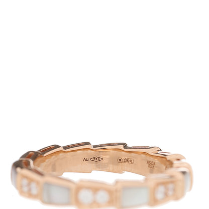 Bulgari 18K Rose Gold Diamond Mother of Pearl 4mm Serpenti Viper Band Ring 51 5.75 6 of 6